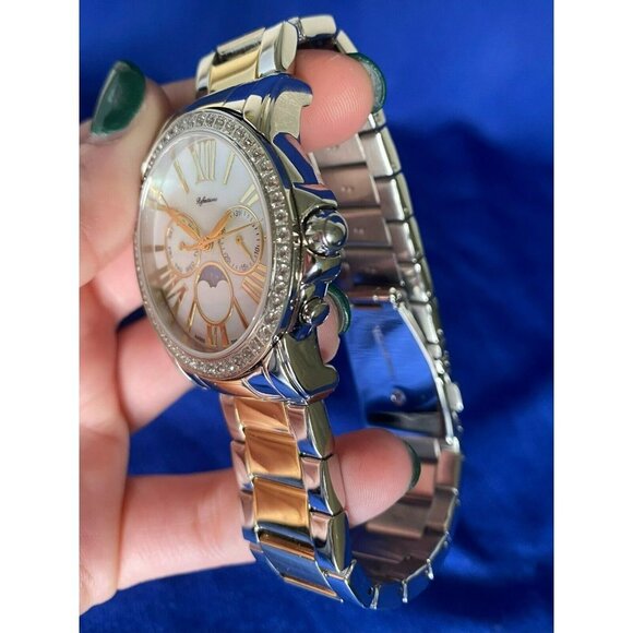 Private Label MOP Dial 39MM Moon-Phase Triple Register Two Tone Watch! 167 - Picture 5 of 16